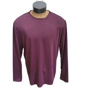 Uratot Mens Shirt XL Burgundy Long Sleeve Crewneck Athletic Stretch‎